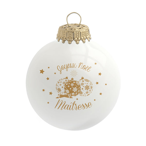 Boule de Noël personnalisée &quot;Joyeux Noël Maîtresse&quot;