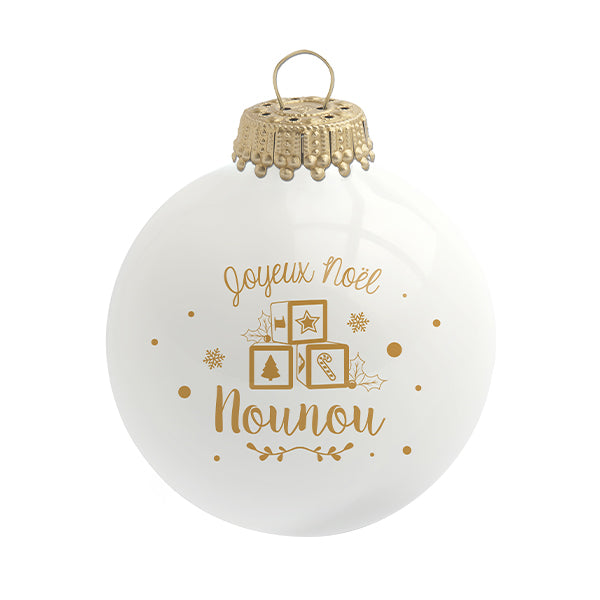 Boule de Noël personnalisée &quot;Joyeux Noël Nounou&quot;